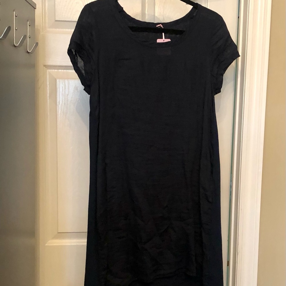 Calypso St Barth Navy Blue Linen Cap Sleeve Dress. Size XS. BNWT
